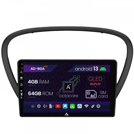 Navigații auto dedicate - Navigatie Peugeot 607 (2004-2011), Android 13, A-Octacore / 4GB RAM + 64GB ROM, 9 Inch - AD-BGA9004+AD-BGRKIT266V4