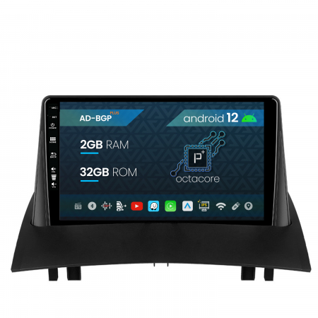 Navigații auto dedicate - Navigatie Renault Megane 2 (2002-2009), Android 12, P-Octacore / 2GB RAM + 32GB ROM, 9 Inch - AD-BGP9002+AD-BGRKIT371