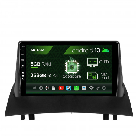 Navigații auto dedicate - Navigatie Renault Megane 2 (2002-2009), Android 13, Z-Octacore / 8GB RAM + 256GB ROM, 9 Inch - AD-BGZ9008+AD-BGRKIT371