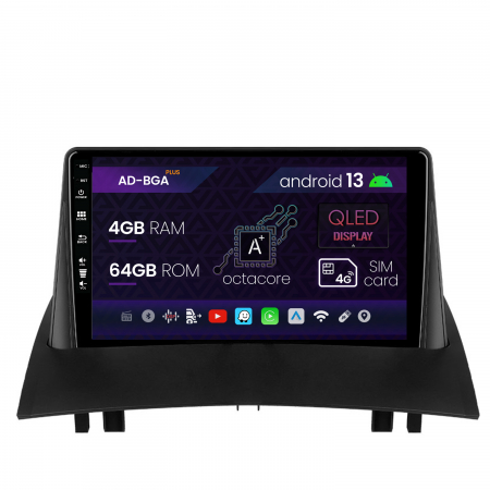 Navigații auto dedicate - Navigatie Renault Megane 2 (2002-2009), Android 13, A-Octacore / 4GB RAM + 64GB ROM, 9 Inch - AD-BGA9004+AD-BGRKIT371