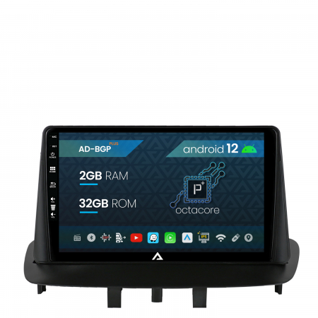 Fluence 2009 - &#62;&#62; - Navigatie Renault Megane 3 / Fluence (2009-2016), Android 12, P-Octacore / 2GB RAM + 32GB ROM, 9 Inch - AD-BGP9002+AD-BGRKIT372