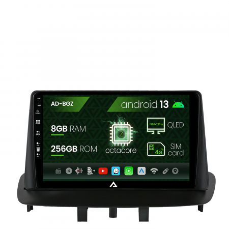 Fluence 2009 - &#62;&#62; - Navigatie Renault Megane 3 / Fluence (2009-2016), Android 13, Z-Octacore / 8GB RAM + 256GB ROM, 9 Inch - AD-BGZ9008+AD-BGRKIT372