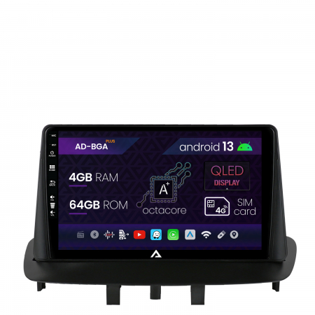 Fluence 2009 - &#62;&#62; - Navigatie Renault Megane 3 / Fluence (2009-2016), Android 13, A-Octacore / 4GB RAM + 64GB ROM, 9 Inch - AD-BGA9004+AD-BGRKIT372