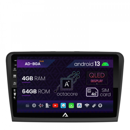 Navigații auto dedicate - Navigatie Skoda Superb 2 (2008-2015), Android 13, A-Octacore / 4GB RAM + 64GB ROM, 10.1 Inch - AD-BGA10004+AD-BGRKIT043