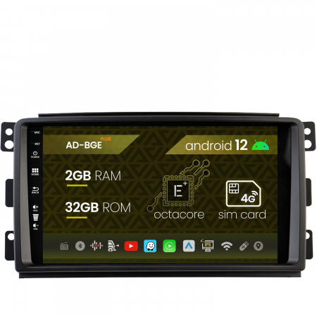 Smart FORTWO 2007-2010 - Navigatie Smart For Two (2007-2010), Android 12, E-Octacore / 2GB RAM + 32GB ROM, 9 Inch - AD-BGE9002+AD-BGRKIT417