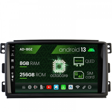 Smart FORTWO 2007-2010 - Navigatie Smart For Two (2007-2010), Android 13, Z-Octacore / 8GB RAM + 256GB ROM, 9 Inch - AD-BGZ9008+AD-BGRKIT417