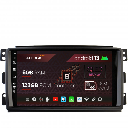 Smart FORTWO 2007-2010 - Navigatie Smart For Two (2007-2010), Android 13, B-Octacore / 6GB RAM + 128GB ROM, 9 Inch - AD-BGB9006+AD-BGRKIT417