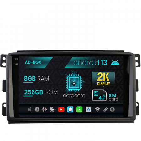 Smart FORTWO 2007-2010 - Navigatie Smart For Two (2007-2010), Android 13, X-Octacore / 8GB RAM + 256GB ROM, 9.5 Inch - AD-BGX9008+AD-BGRKIT417