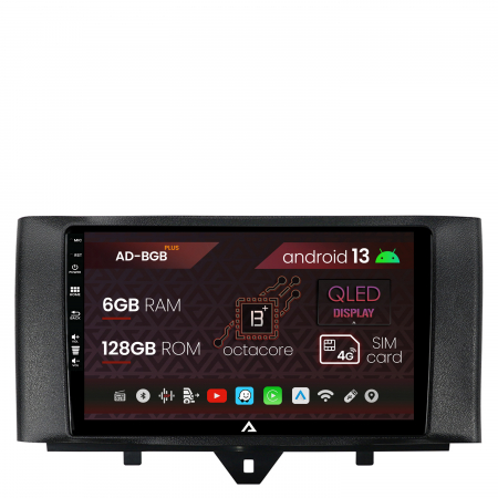Smart FORTWO 2010-2015 - Navigatie Smart Fortwo (2010-2015), Android 13, B-Octacore / 6GB RAM + 128GB ROM, 9 Inch - AD-BGB9006+AD-BGRKIT409