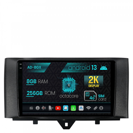 Smart FORTWO 2010-2015 - Navigatie Smart Fortwo (2010-2015), Android 13, X-Octacore / 8GB RAM + 256GB ROM, 9.5 Inch - AD-BGX9008+AD-BGRKIT409