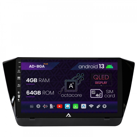Skoda - Navigatie Superb 3 (2015+), Android 13, A-Octacore / 4GB RAM + 64GB ROM, 10.1 Inch - AD-BGA10004+AD-BGRKIT034