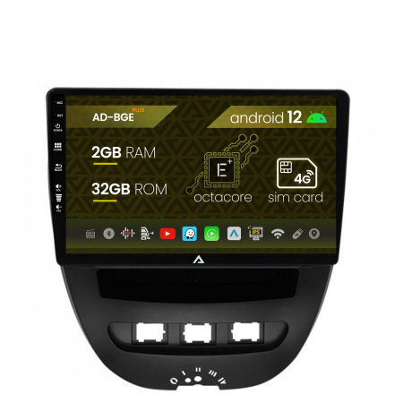 AYGO 2005-2014 - Navigatie Toyota AYGO (2005-2014), Android 12, E-Octacore / 2GB RAM + 32GB ROM, 10.1 Inch - AD-BGE9002+AD-BGRKIT099