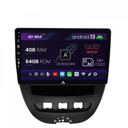 AYGO 2005-2014 - Navigatie Toyota AYGO / Citroen C1 (2005-2014), Android 13, A-Octacore / 4GB RAM + 64GB ROM, 10.1 Inch - AD-BGA9004+AD-BGRKIT099