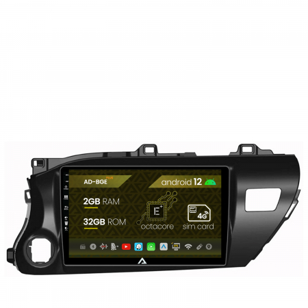 Navigații auto dedicate - Navigatie Toyota Hilux (2015+), Android 12, E-Octacore / 2GB RAM + 32GB ROM, 10.1 Inch - AD-BGE10002+AD-BGRKIT086