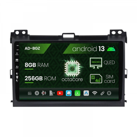 Prado J120 2002-2008 - Navigatie Toyota Prado J120 (2002 - 2010), Android 13, Z-Octacore / 8GB RAM + 256GB ROM, 9 Inch - AD-BGZ9008+AD-BGRKIT083