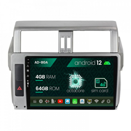 Prado J150 2014-2017 - Navigatie Toyota Land Cruiser / Prado J150 (2014-2016), Android 13, A-Octacore / 2GB RAM + 32GB ROM, 10.1 Inch - AD-BGA10002+AD-BGRKIT061