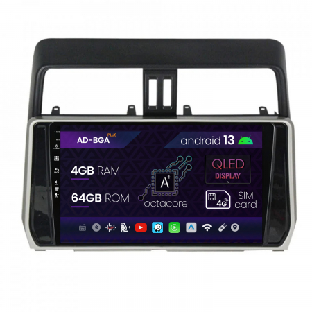 Navigații auto dedicate - Navigatie Toyota Land Cruiser / Prado J150 (2018+), Android 13, A-Octacore / 4GB RAM + 64GB ROM, 10.1 Inch - AD-BGA10004+AD-BGRKIT078