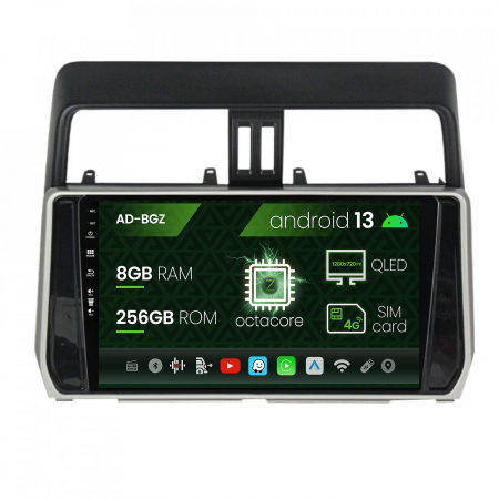 Navigații auto dedicate - Navigatie Toyota Land Cruiser / Prado J150 (2018+), Android 13, Z-Octacore / 8GB RAM + 256GB ROM, 10.1 Inch - AD-BGZ10008+AD-BGRKIT078