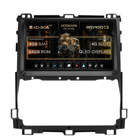 Toyota - Navigation Toyota Prado J120 (2002-2010), Android, A-Octacore / 4GB RAM + 64GB ROM, 9 Inch - AD-BGA9004+AD-BGRKIT085