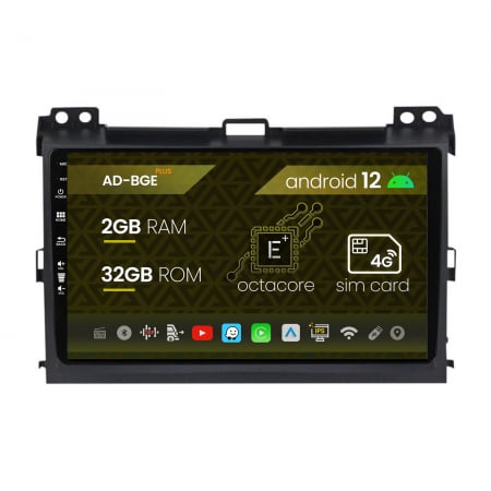 Prado J120 2002-2008 - Navigatie Toyota Prado J120 (2002 - 2010), Android 12, E-Octacore / 2GB RAM + 32GB ROM, 9 Inch - AD-BGE9002+AD-BGRKIT083