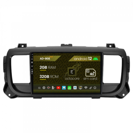 Proace 2016-2020 - Navigatie Toyota Proace (2016+), Android 12, E-Octacore / 2GB RAM + 32GB ROM, 9 Inch - AD-BGE9002+AD-BGRKIT065V2