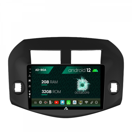 RAV4 2006-2012 - Navigatie Toyota RAV4 (2005-2013), Android 13, A-Octacore / 2GB RAM + 32GB ROM, 10.1 Inch - AD-BGA10002+AD-BGRKIT069B