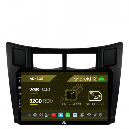 Yaris 2005-2011 - Navigatie Toyota Yaris (2005-2012), Android 12, E-Octacore / 2GB RAM + 32GB ROM, 9 Inch - AD-BGE9002+AD-BGRKIT103