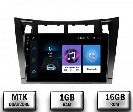 Yaris 2005-2011 - Navigatie Toyota Yaris (2005-2012), Android 10, P-Quadcore / 1GB RAM + 16GB ROM, 9 Inch - AD-BGP9001+AD-BGRKIT103