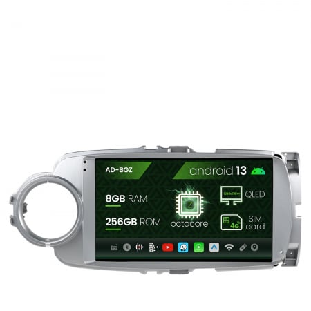 Navigații auto dedicate - Navigatie Toyota Yaris (2010-2018), Android 13, Z-Octacore / 8GB RAM + 256GB ROM, 9 Inch - AD-BGZ9008+AD-BGRKIT104