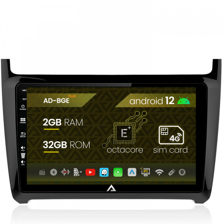 Navigații auto dedicate - Navigatie Volkswagen Polo (2009+), Android 12, E-Octacore / 2GB RAM + 32GB ROM, 9 Inch - AD-BGE9002+AD-BGRKIT033