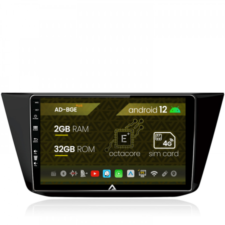 Tiguan 2016 - &#62;&#62; - Navigatie Volkswagen Tiguan (2016+), Android 12, E-Octacore / 2GB RAM + 32GB ROM, 10.1 Inch - AD-BGE10002+AD-BGRKIT036