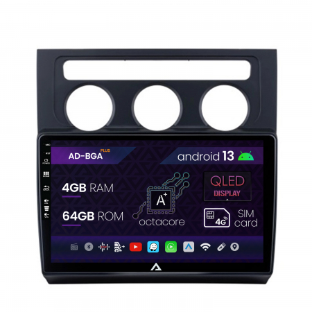 Navigații auto dedicate - Navigatie Volkswagen Touran (2003-2010), Android 13, A-Octacore / 4GB RAM + 64GB ROM, 10.1 INCH - AD-BGA10004+AD-BGRKIT053