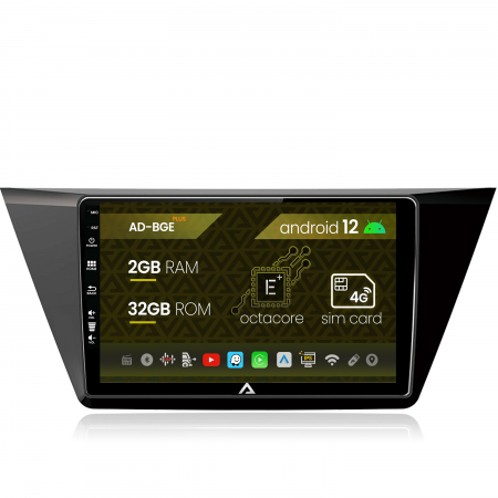 Touran 2016 - &#62;&#62; - Navigatie Volkswagen Touran (2016+), Android 12, E-Octacore / 2GB RAM + 32GB ROM, 10.1 Inch - AD-BGE10002+AD-BGRKIT032