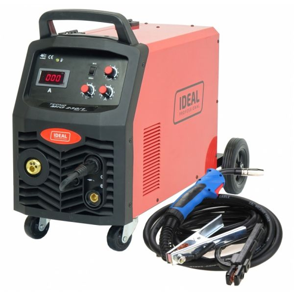 Aparat sudura semi-automat putere de sudura minima: 30A, curent sudura: 230A, putere nominala: 5,7kW, alimentare electrica: 230V, metoda de sudare: FLUX / MIG-MAG / MMA [4]
