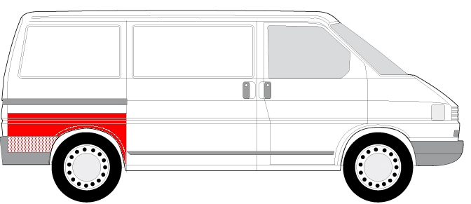 Aripa spate dreapta 1/3 lungime; model scurt VW TRANSPORTER IV intre 1990-2003 [2]