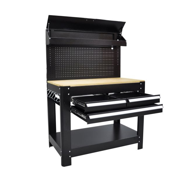 Banc de lucru, numar sertare echipate: 2, numar dulapuri: 1, sarcina maxima: 200 kg, latime: 1144 mm, adancime: 635 mm, inaltime: 1550 mm [2]