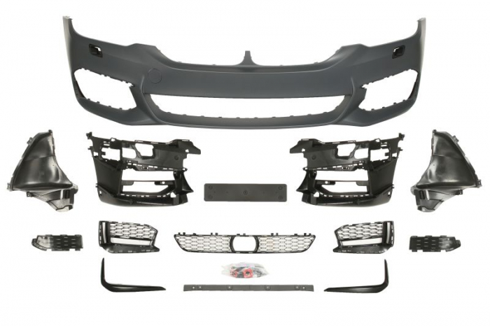 Bara fata cu gaura pentru radar, model pachet M, cu grile, cu locas proiector cu locas spalator de faruri, grunduit potrivit BMW Seria 5 G30, F90, 5 G31 2017-2020 [1]