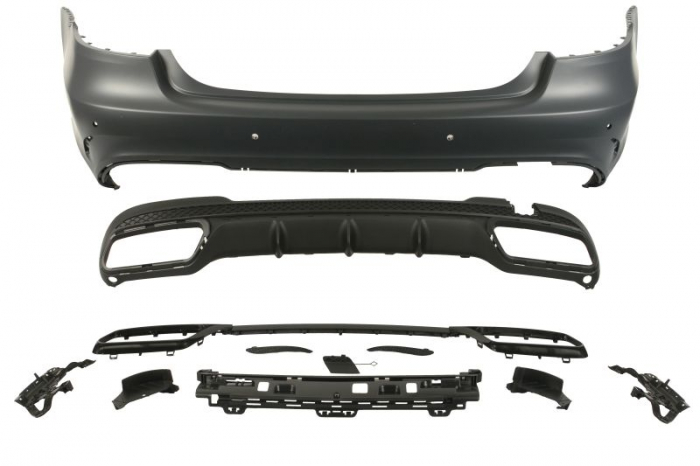 Bara (Spate, AMG STYLING, cu intarire; cu paranteze de montaj; cu valabilitate, cu gauri pentru senzorii de parcare, pentru vopsire) potrivit MERCEDES E T-MODEL (S212) Sedan 02.13-05.16 [1]