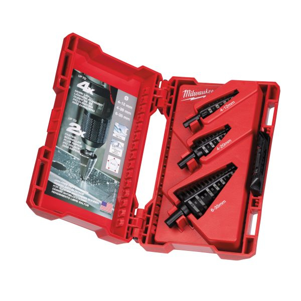 Burghiu / Kit burghiu / Burghiu conic / mixt / cu mai multe trepte, 3 buc., diametru burghiu: 4; 35mm, material: aluminiu / metal / otel [2]