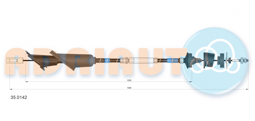 Cablu ambreiaj (1480mm/1335mm) potrivit PEUGEOT 106 II, 106 II/HATCHBACK 1.0-Electric 04.96-07.04 [2]