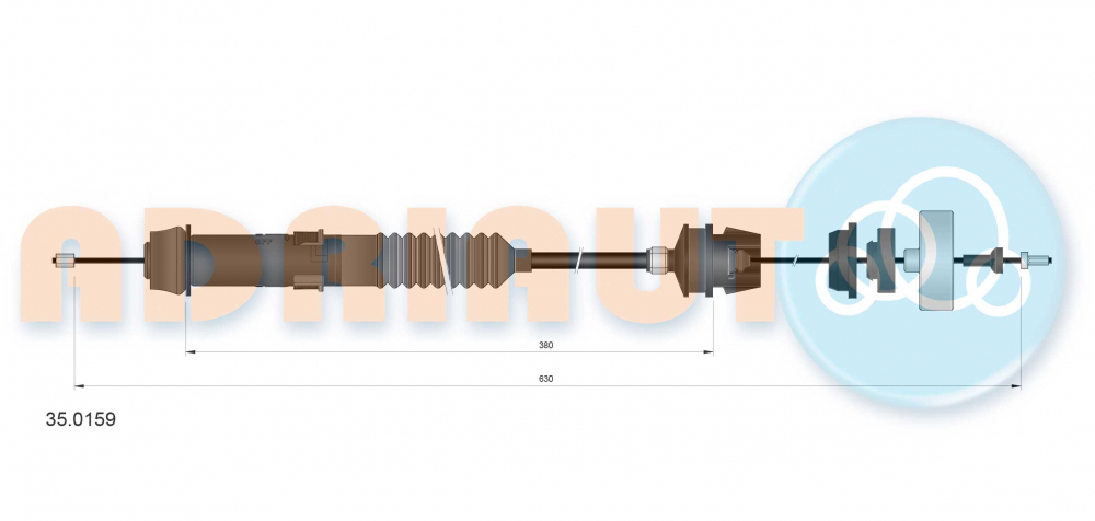 Cablu ambreiaj (630mm/380mm) potrivit PEUGEOT 306 1.8D/1.9D/2.0D 04.93-12.02 [2]