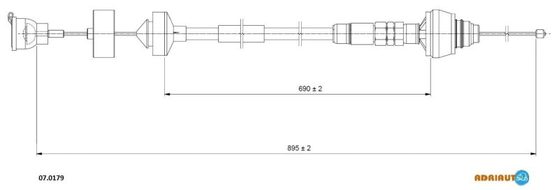 Cablu ambreiaj (895mm/700mm) potrivit CITROEN BERLINGO, BERLINGO/MINIVAN; PEUGEOT PARTNER, PARTNER/MINIVAN 1.6-2.0D 05.96-12.15 [2]