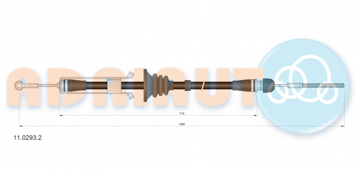 Cablu frana mana Fata (1480mm/710mm) potrivit IVECO DAILY IV, DAILY V 2.3D/3.0D 05.06-02.14 [2]
