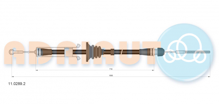 Cablu frana mana Fata (1550mm/710mm) potrivit IVECO DAILY IV, DAILY V 2.3D-Electric 05.06-02.14 [2]