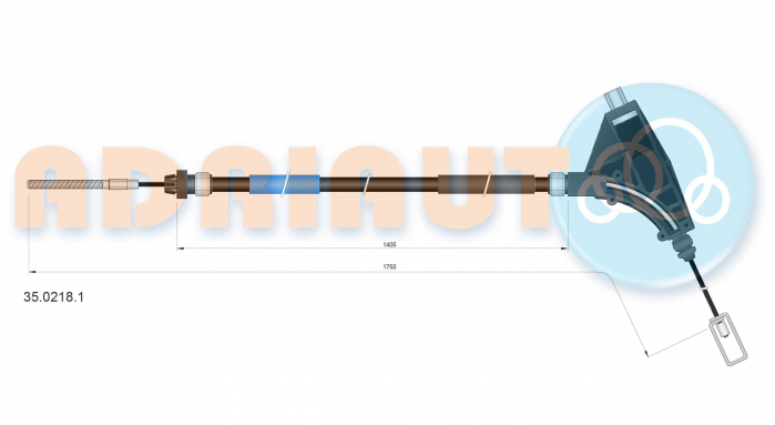 Cablu frana mana Fata Dreapta/Stanga (1755mm/1405mm) potrivit PEUGEOT 406 1.6-3.0 11.95-12.04 [2]