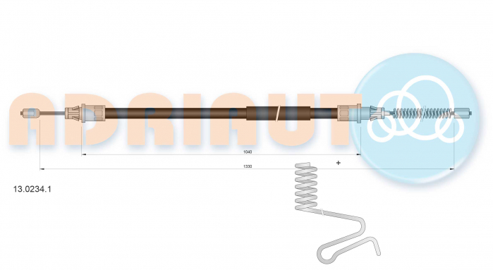 Cablu frana mana Spate Dreapta (1330mm/1040mm) potrivit FORD TRANSIT 2.3/2.4D 01.00-05.06 [2]