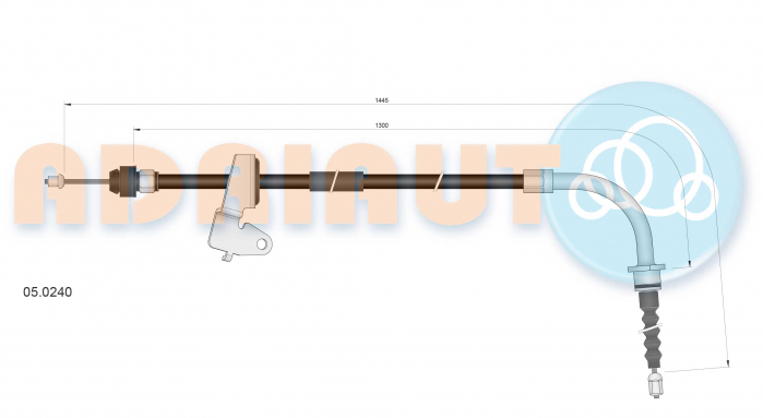 Cablu frana mana Spate Dreapta (1445mm/1300mm) potrivit MINI (R50, R53), (R52) 1.4D/1.6 06.01-07.08 [2]