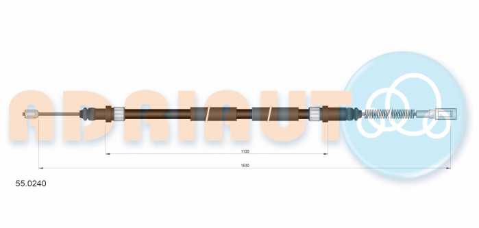 Cablu frana mana Spate Dreapta (1530mm/1120mm) potrivit VW LT 28-35 I 2.4/2.4D 12.78-06.96 [2]