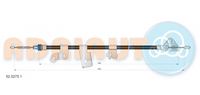 Cablu frana mana Spate Dreapta (1550mm/1350mm) potrivit TOYOTA YARIS 1.0/1.3/1.4D 04.99-09.05 [2]