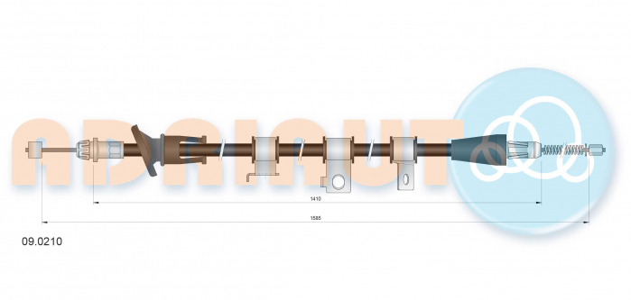 Cablu frana mana Spate Dreapta (1585mm/1390mm) potrivit KIA RIO I 1.3/1.5 08.00-02.05 [2]